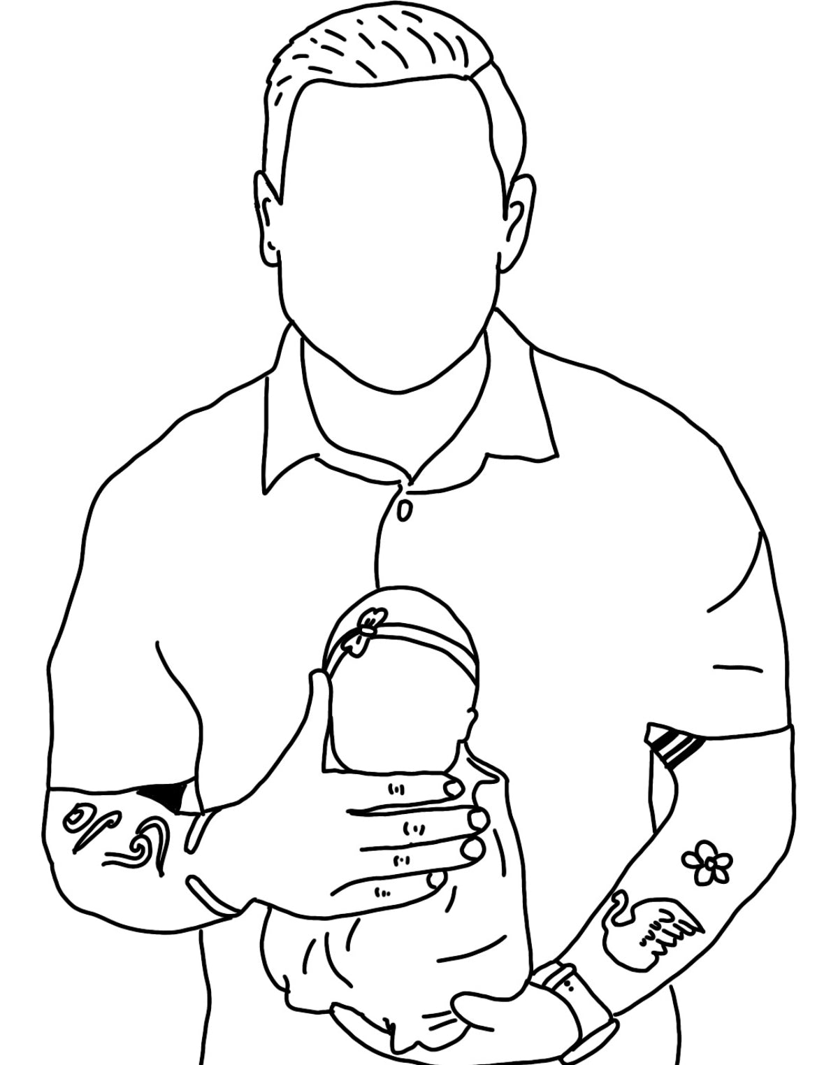 Embroidered outline drawing T-Shirt