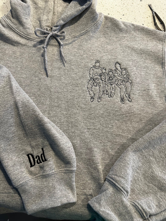Custom outline embroidered hoodie